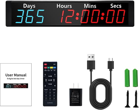 LUCKY TIME Digital 999 Days Countdown Count Up Timer Clock with RGB Color | LED Large Display, Auto Date Calculator, Direct Days Input for Christmas New Year Wedding Retirement Event, Wall Mount