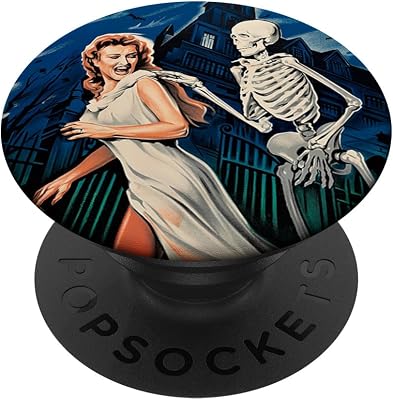 Skeleton Skull Horror Movie Sexy Pinup Girl Haunted House PopSockets Adhesive PopGrip
