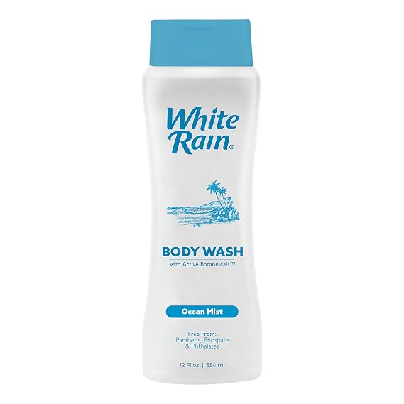 White Rain Ocean Mist Body Wash for Men & Women, 12 fl oz - Moisturizing Shower Gel Body Wash for Women & Men - Paraben-Free, Gentle Cleansing with Aloe & Vitamins for Soft Skin