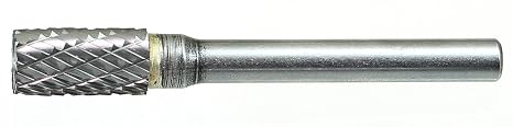Drillco 7000B Series Magnum Solid Carbide Bur, Double Cut, Cylindrical Flat End, 1/4" Shank Diameter, 1/4" Head Diameter, 5/8" Cutting Length (Pack of 1)