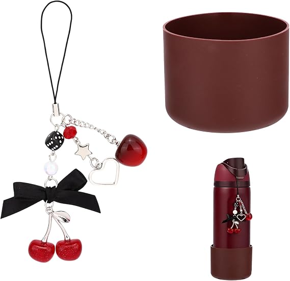 Black Cherry Charm & Silicone Boot Bottom for Owala 32oz Water Bottle