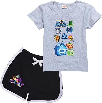 Blox Fruits Kids Boys Girls T-Shirts Set,Casual Fashion Soft Short-Sleeved Youth Cool Top Tee Set,Gifts for Kids