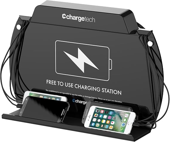 Chargetech WM9 Wall-Mounted Cell Phone Charging Station | 8 High Speed Cables for All Devices