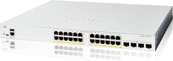 Cisco Catalyst 1200-24FP-4X Smart Switch, 24 Port GE, Full PoE, 4x10GE SFP+, Limited Lifetime Protection (C1200-24FP-4X)