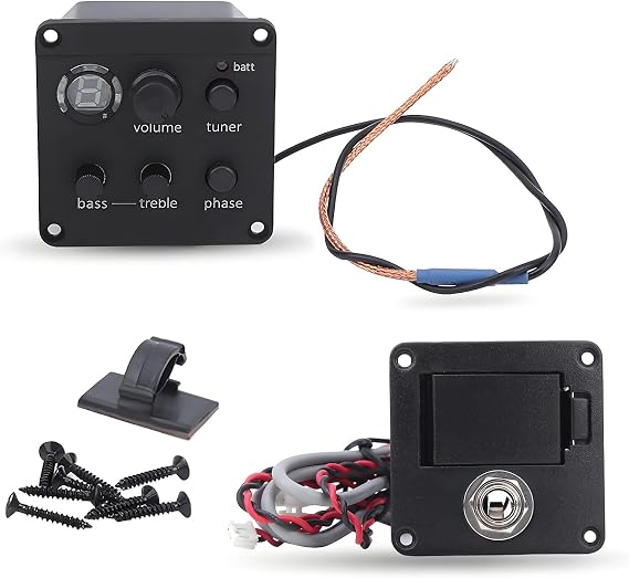Acoustic Guitar Pickup Preamp System, Small Footprint Acoustic Pickup with Onboard EQ and Tuner,Acoustic Guitar Preamp Pre-Wired for Glued to Sound Hole