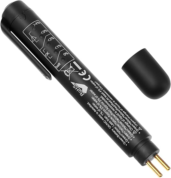 Car Brake Fluid Liquid Tester Pen, Vehicle Fluid Liquid Oil Moisture Analyzer with 5 Led Indicators, Automotive Diagnostic Testing Tool Accessories, Fit for DOT3 DOT4 DOT5.1