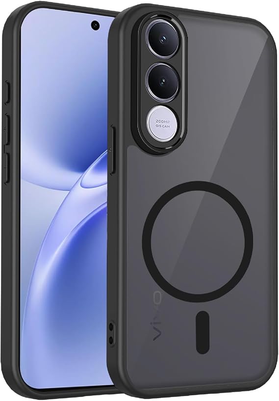Case Compatible with vivo S30 Pro Mini, Compatible with MagSafe, Airbag Shockproof Protection Slim Frosted Translucent Cover-Black