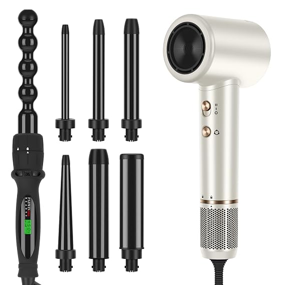 110,000 RPM Air-Sonic Hair Dryer Bundle with 7 in 1 Curling Iron