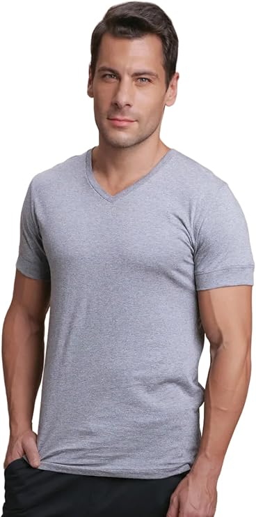 Cottonique Men's Latex-Free Athletic V-Neck Shirt Made from 100% Organic Cotton