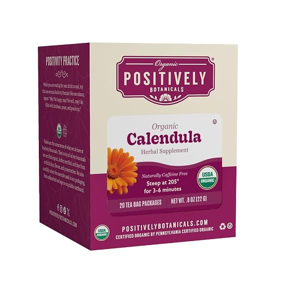 Positively Botanicals, Organic Calendula Herbal Tea Bags, 20 Count