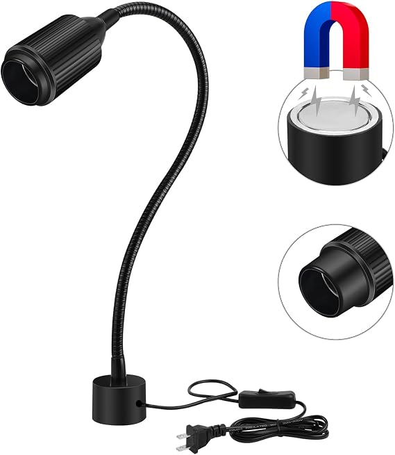 10W Dimmable Magnetic Work Light, Magnet Desk Lamps With Adjustable Fucos and Flexible Gooseneck, Sewing Machine Light, LED Task lights for Work Bench, lathe, Bandsaw, Industrial