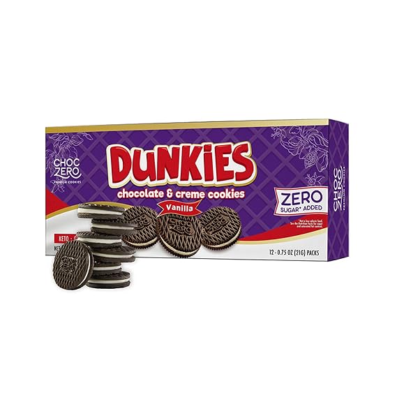 ChocZero Dunkies, Sugar Free Chocolate Sandwich Cookies, Gluten Free