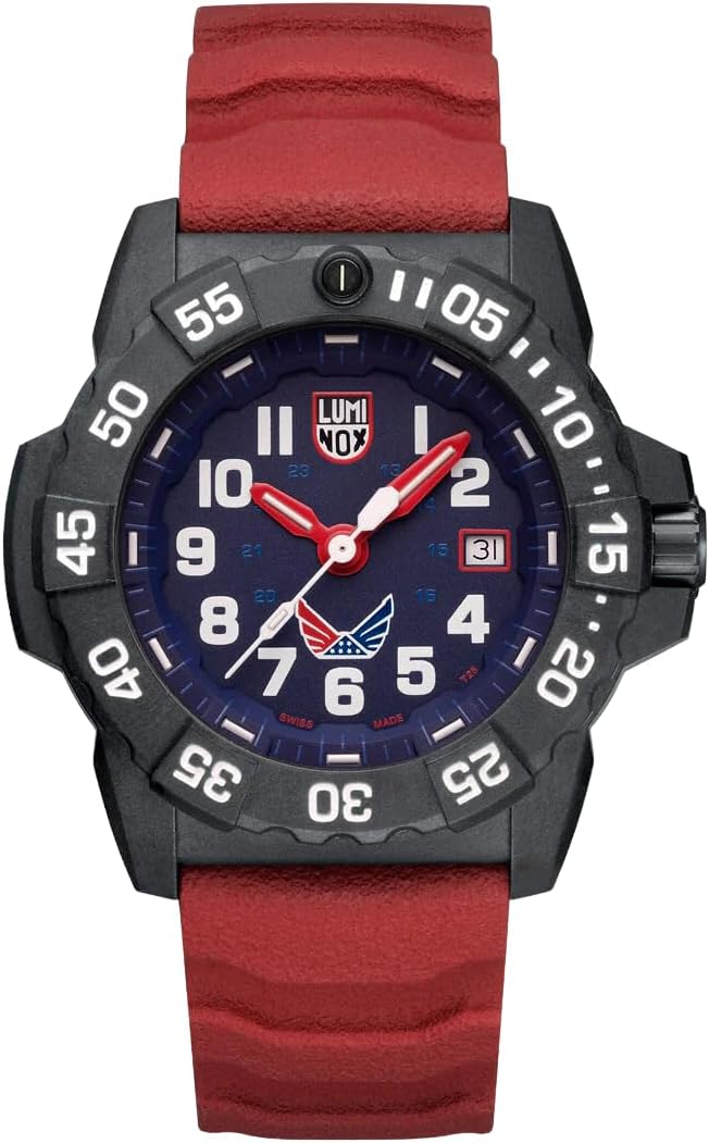 Luminox - Volition America Patriot Watch Mens Watch 45mm Diving Watch Water Resistant 200m XS.3501.LM.VO.Set, CARBONOX Case, RedWhiteBlue, PU Rubber Strap, Sapphire Crystal, Swiss Quartz, Multi