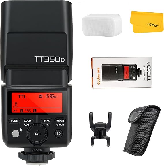 Godox TT350S Flash for Sony Camera, 2.4G GN36 TTL Mini Camera Flash Speedlite HSS 1/8000s, Approx.210 Full Power Flashes, External Flash for Sony a7RII a7R a350 a6000 a9 a9III a6400 a6500 etc