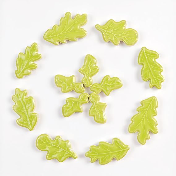 200g of Leaf Ceramic Mosaic Tiles - Leaf Mosaic Tiles - Suitable for DIY handicrafts, Flower pots,Stepping Stones,Fish Tank, and Garden Decoration Mosaic Making Materials(Light Green)