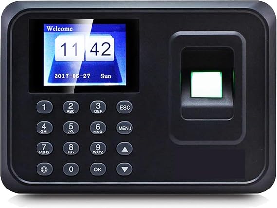 Biometric Time Clock Fingerprint Time Attendance System Clock Recorder Employee Recognition Recording Device Electronic Machine with Multi-Language and Staff Support(A01 Attendance)