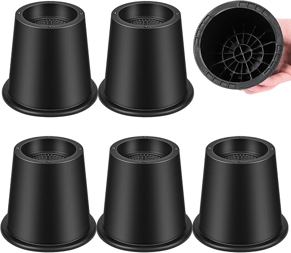 Bed Risers -4 Inch Heavy Duty Round Furniture Leg Extenders for Storage, Home & Dorm, Multi-Use Bed/Table/Chair Lifts, King/Twin/Full Size Compatible 4 Inch (Set of 6)