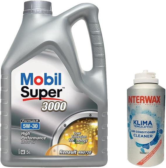 Mobil Super 3000 Formula R 5W30 Renault Araç Motor Yağı 5 L + 03047 İnterwax Klima Temizleyici