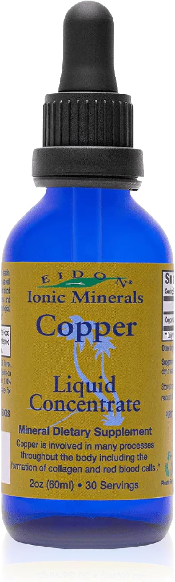 Eidon Ionic Minerals - Liquid Copper Concentrate, Bioavailable - 2 oz | Ionized Copper Supplement for Women & Men, Liquid Concentrate Drops, Supplement for Red Blood Cell Support & Healthy Skin
