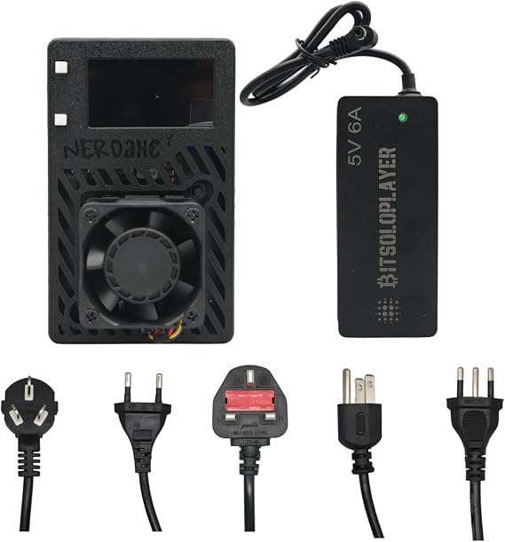Bitaxe Gamma 601 1.2TH/s BTC Solominer Crypto Mining Machine, BM1370 ASIC Chip, 1.9-Inch Screen, 2.4G WiFi/Hotspot, Home Bitcoin Miner with Power Supply(Black)