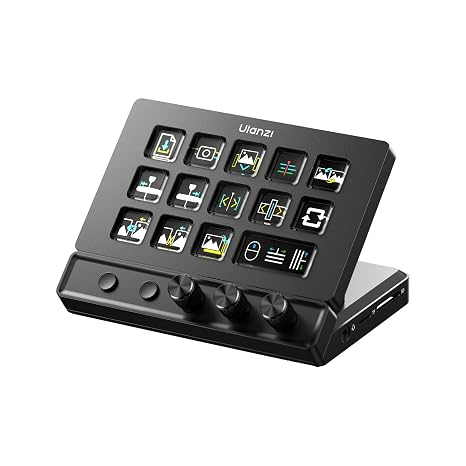 ULANZI D200X 8-in-1 Stream Controller with 3 Knobs 14 LCD Macro Keys Stream Deck with USB-C Docking Station 4K HDMI Audio Port Compatible with Mac/Windows for OBS/Streaming/Editing/Photography