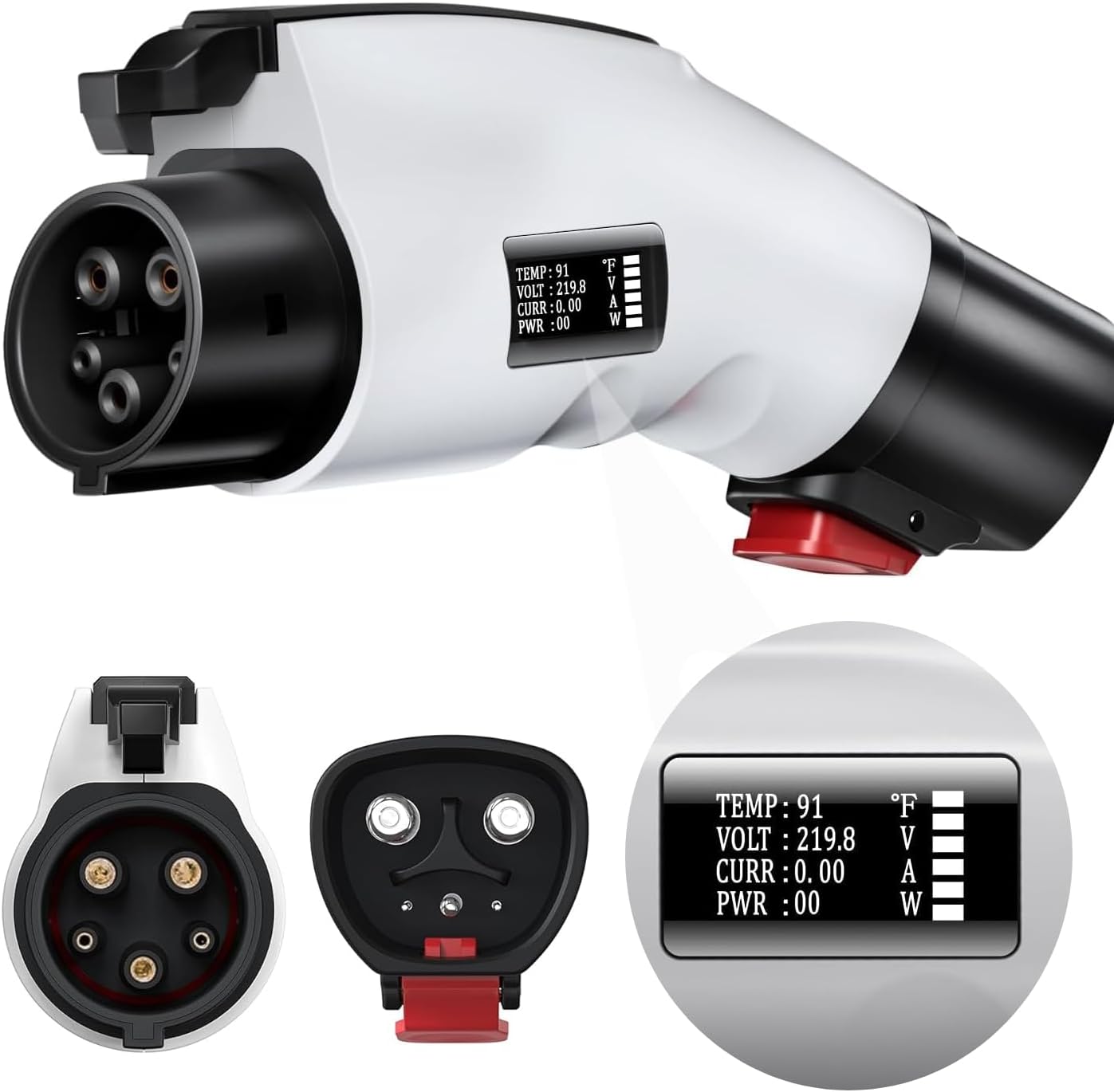 for Tesla to J1772 Adapter with LCD Screen, Nacs to J1772 Adapter Only for J1772 EVs, Fixed Lock Works, Up to Max 60A 250V Converter, Compatible with Nacs WallMobile Connector Target Chargers