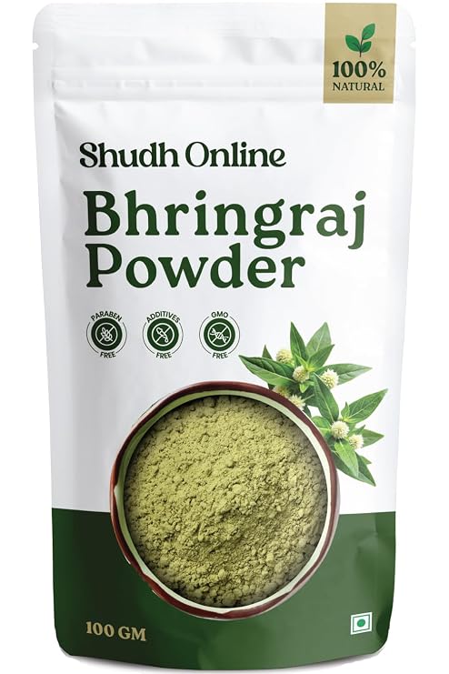 Bhringraj Powder for Hair Growth - Pure Stemless (3.5 oz - 0.2 lb) Eclipta Alba for Hair Growth - False Daisy Herb Bhringraj - Karisalankanni Eclipta Prostrata (100g)