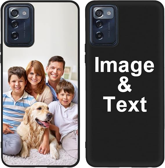 Customized Photo Case for Consumer Cellular ZMAX 5G/ZTE ZMAX 5G, Personalized Picture Cases Custom Shockproof Silicone Soft Protective Cover Xmas Birthday Gift Black