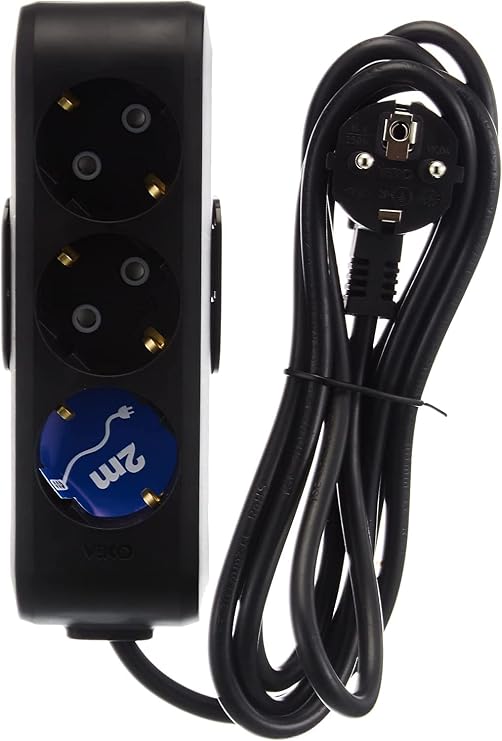Viko Multi-Let 3-Piece Ground Wired Ç.K 2m Black Socket