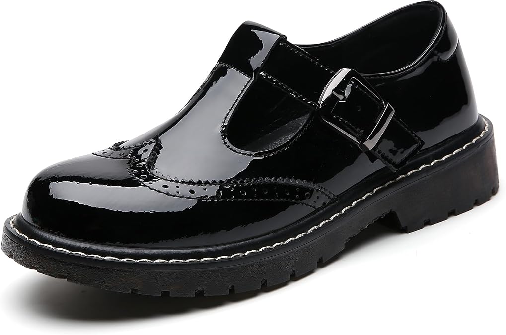 XMM Mary Jane Shoes Women Oxford Shoes Leather Round Toe Flats Non-Slip Ankle Buckle Strap Comfort Casual Dressy Cosplay Party School Work Shoes