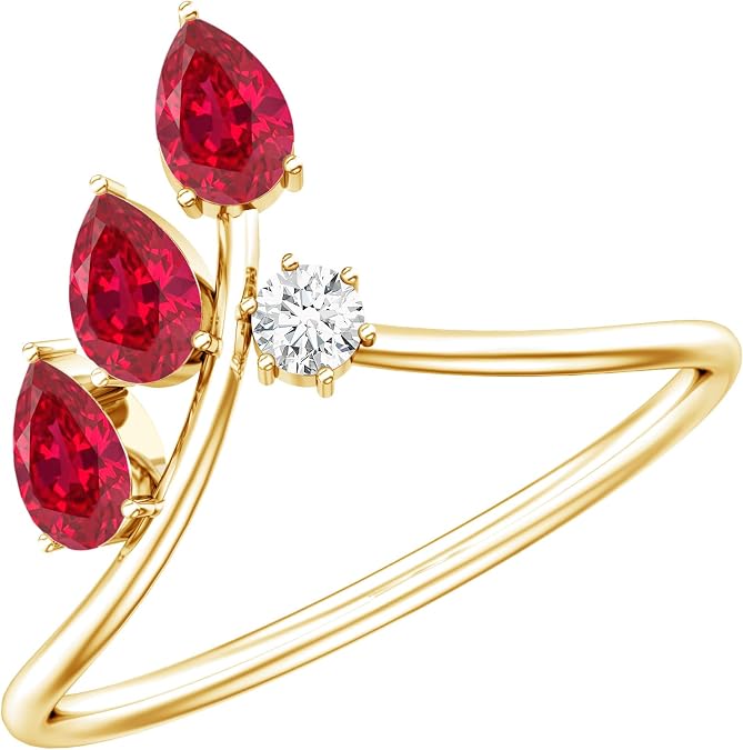 Certified Lab Grown Ruby Diamond Ring, Aaaa Quality - Ready To Gift