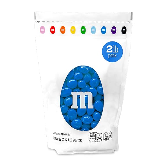 M&M'S Blue Peanut Chocolate Candy, 2 lb Bulk Resealable Bag
