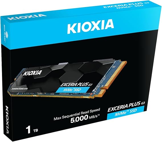KIOXIA EXCERIA PLUS G3 SSD 1TB - M.2 2280 PCIe Gen4 4.0 NVMe 1.4 Read/Write Speed Up to 5,000/3900MB/s Internal Drive for Notebook/Laptop Desktop PC Game Gamer Video Editor LSD10Z001TG8