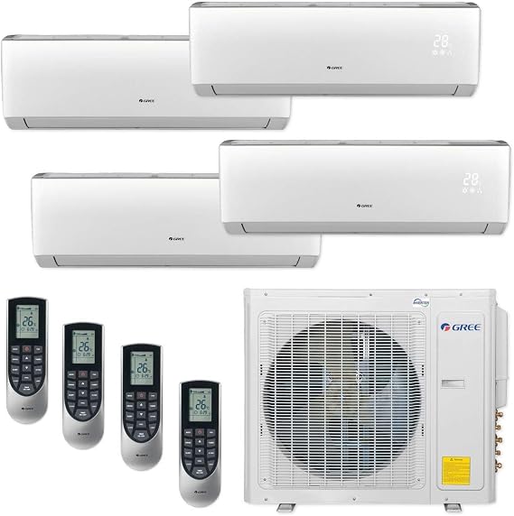 Gree 30,000 BTU Multi21+ Quad-Zone Wall Mount Mini Split Air Conditioner Heat Pump 208/230V SEER 21 (9-9-9-12)