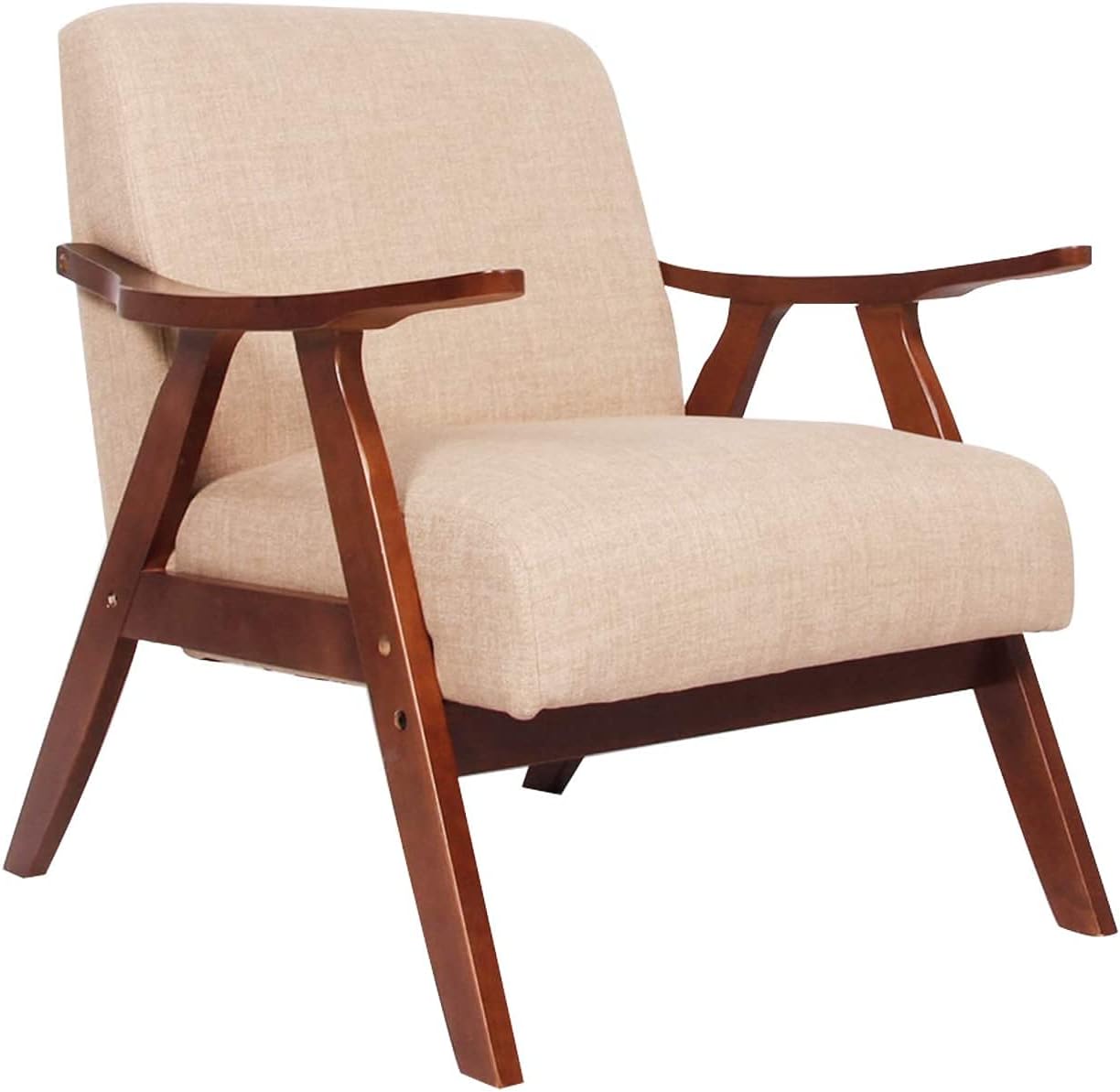 sogesfurniture Accent Chairs Kitchen Dining Chair Living Room Corner Chair Armchair with Armrests & Backrest Wooden Lounge Chair, Brown BHUS-WH-5090