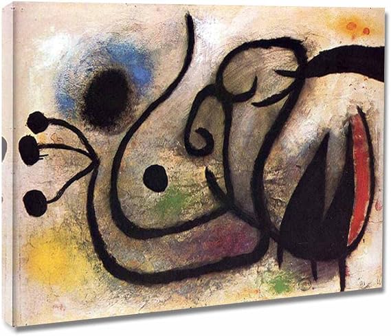 Joan MiroUnknown TitleFramed Canvas Paintings Wall Art Abstract Canvas Poster and Prints for Bedroom and Living Room Home Decor Ready to Hang(62x86cm-24x34inch-Framed)