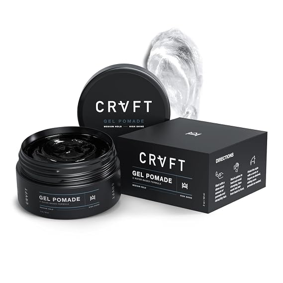 CRVFT Pomade 2oz - Semi-Matte Finish Shine - Original Hold Medium Strength (Gel) Mens Styling Product, Barber Approved - Water Based/Soluble - Boss Scented - Straight/Thick/Wavy Hair