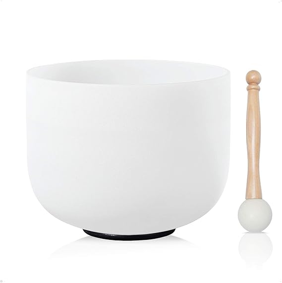 CVNC Crystal Singing Bowl White 8 Inch F Note 440HZ Heart Chakra