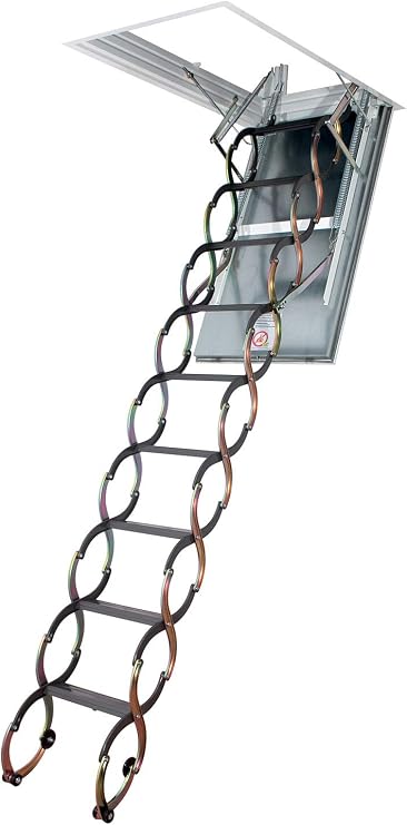 FAKRO LSF 66859 Fire-Resistant Insulated Steel Scissor Attic Ladder for 25-Inch x 47-Inch Rough Openings