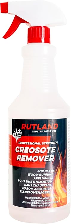 Rutland Liquid Creosote Remover, Fireplace & Wood Stove Cleaner, For Spraying Firebox Walls, Wood Fuel & Pellets, Made in USA, 32 Oz