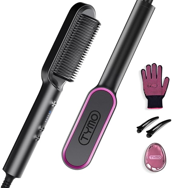 TYMO Hair Straightener Brush UK - Ring, Straightening Comb, Black