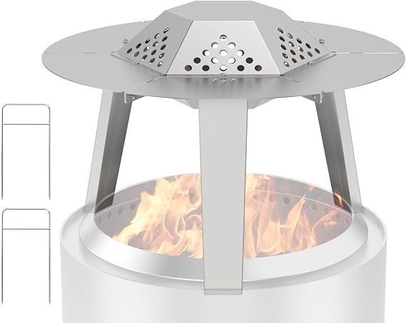Heat Deflector 15" for Solo Stove Ranger 1.0&2.0 Accessories, 304 Stainless | 304 stainless heat diffuser for firepit capture & redirect warmth with carrying handle and 3 legs rust proof easy install