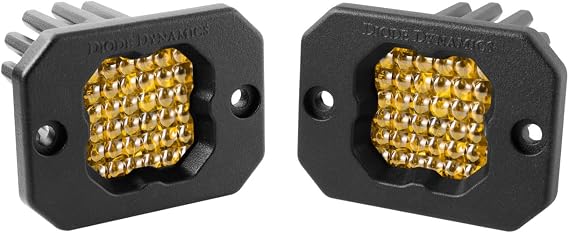 Diode Dynamics SSC1 Sport Yellow Flush Mount LED Pod (pair), Flood w/Amber Backlight