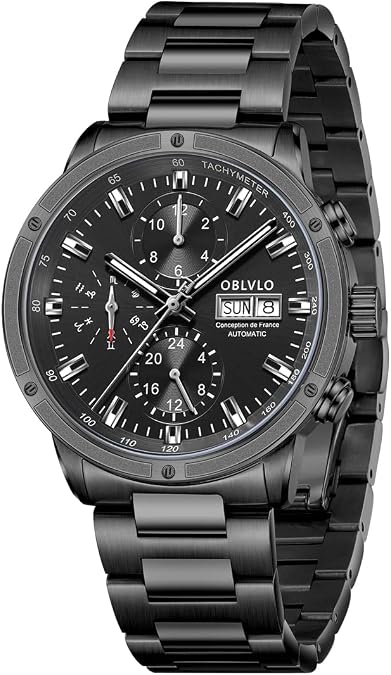 OBLVLO Luxury Brand Watch for Men Automatic Mechanical Watch Steel Date Mens Waterproof Casual Watch CM2