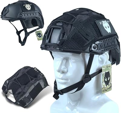 ATAIRSOFT PJ Type Tactical Paintball Airsoft Fast Helmet -Black with Tactical Helmet Cover -TYP