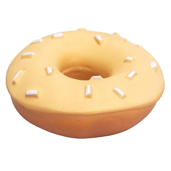 Donut Baby Teether & Rattle 1 inch Organic Natural Rubber Toy | 2-in-1 Infant Teething Relief & Gentle Rattle | Safe Non-Toxic Baby Toy & Pretend Play Food from My First TIKIRI Bakery Collection