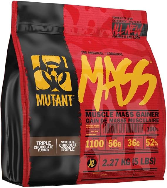 MUTANT Mass | Muscle Mass Gainer | 1100 Calories, 56g Protein, Whole Food Carbs, BCAAs, and Glutamine | Ultimate Hardcore Weight Gainer Shake | 2270g | Triple Chocolate