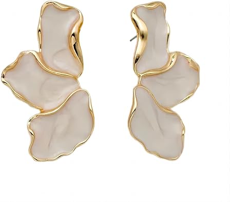Irregular Petal Earring For Women Stainless Steel Unique Statement Flower Dangle Earrings Trendy Jewelry Gift