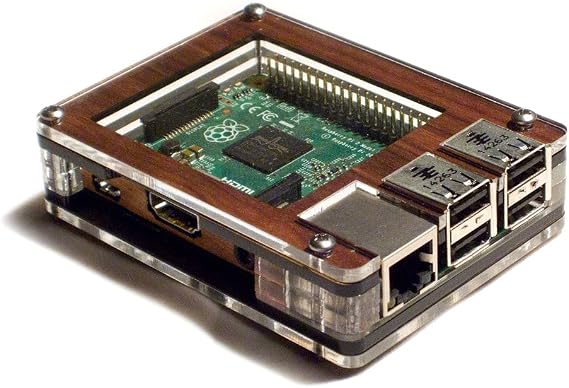 C4Labs Zebra Case - Raspberry Pi3B+, 2, B+ and 2B (Solid top Walnut) with Heatsinks
