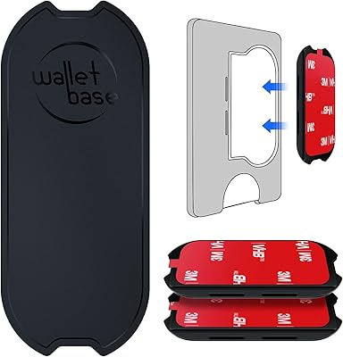 Adhesive Base for Popswallet, Detachable Sticky Back Replacement Compatible with Socket Wallet Plus, 2pcs Swappable Black Attachment Piece Plastic Sleeve with 3M Strip Sticker for Wallet& iPhone 16
